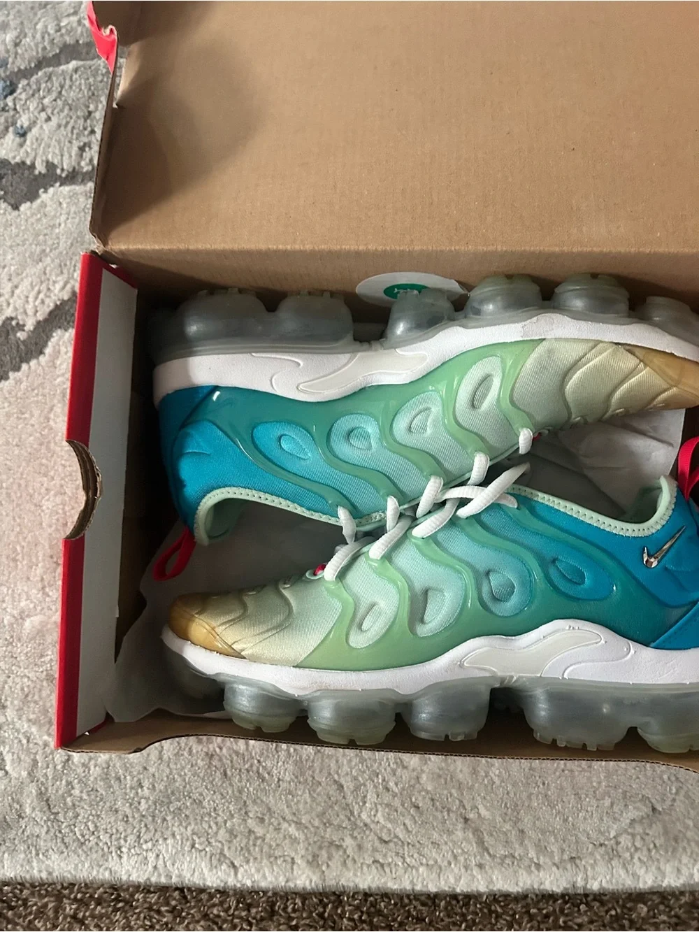 Nike Kids Gradient Teal to Mint Air VaporMax Sneakers